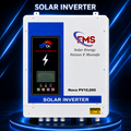 "FMS Solar Energy PV 10,000 Battery-Less Solar Inverter displayed in the center on a premium dark blue and black technology-themed background with a modern illuminated platform. Clean product-focused banner featuring a white solar inverter with its original front panel branding, ideal for Shopify, eCommerce, and digital marketing."